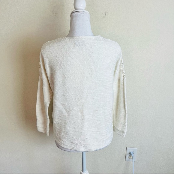 Zara Trafaluc Cream Knit Lace & Studded Long Sleeve Sweater Blouse - Picture 3 of 6